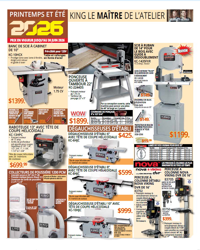Machinerie à bois-Printemps/Été - 2026